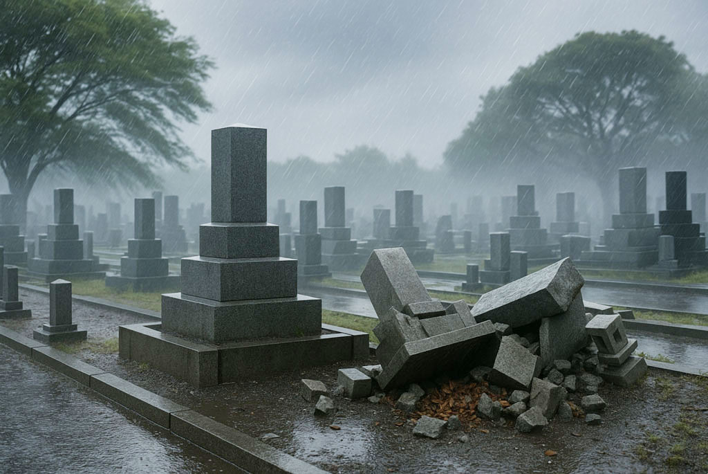 お墓の台風対策ガイド｜墓石の倒壊・冠水リスクを防ぐには？